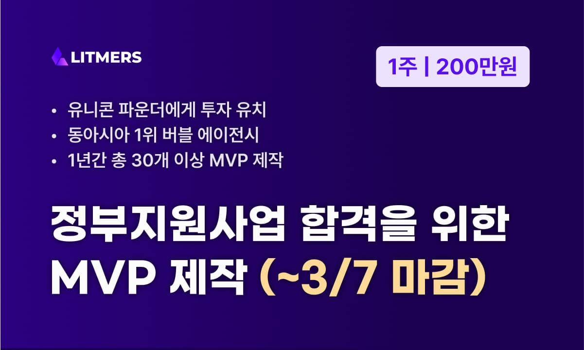 (이벤트, ~3/7마감) 정부지원사업 합격을 위한 MVP 제작, 1주일만에 200만원으로 제작해드립니다.